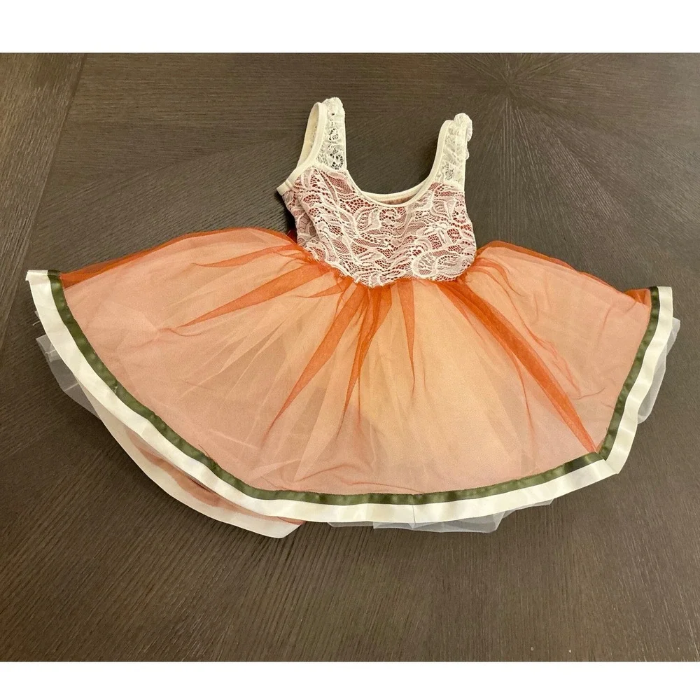 Revolution Dancewear Girls SC Penny Rust Orange Lace Tutu Dance Costume RC26866